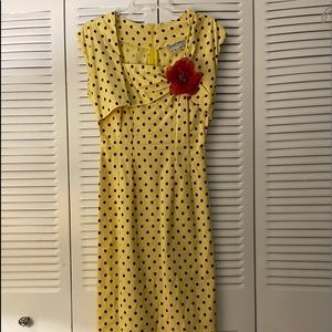 Betty Page size L yellow with red polka dots $30